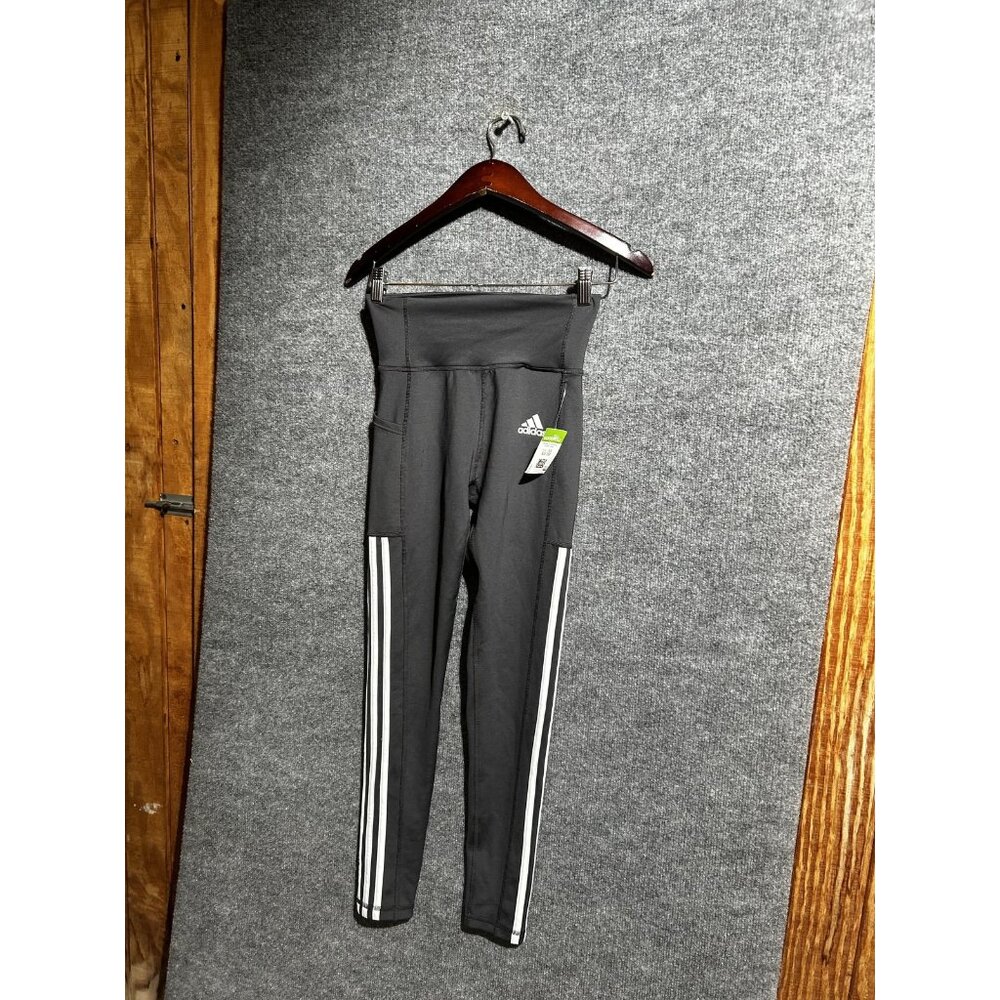 Adidas Leggings Womens XS Black AEROREADY High Rise 3-Stripes Ankle Gym Athletic